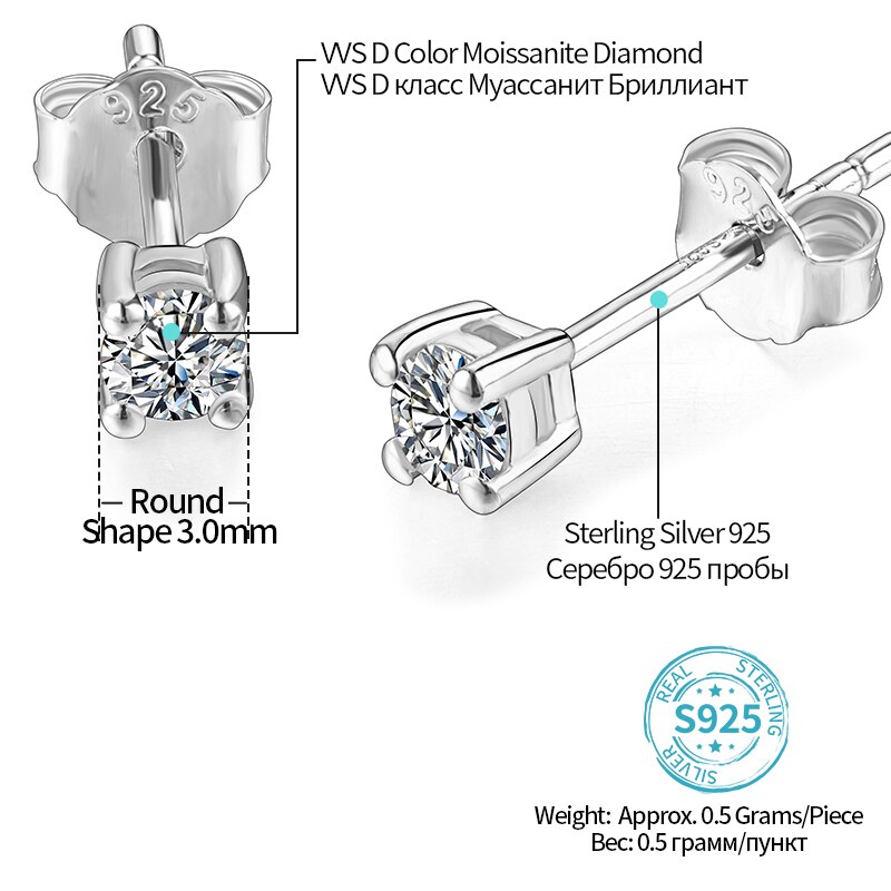 ATTAGEMS-boucles-d-oreilles-rondes-VVS1-D-3-0MM-Test-de-diamant-r-ussi-Moissanite-en