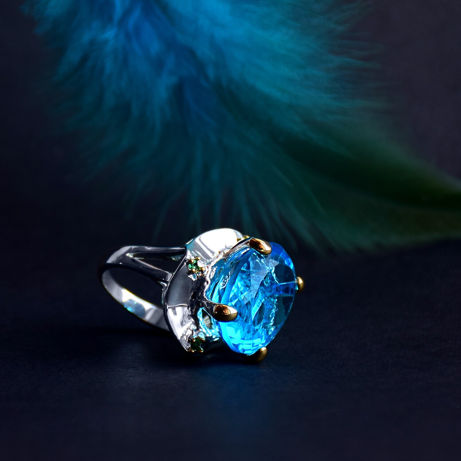 Bagues-bleues-pour-femmes-Solitaire-mariage-f-minin-deux-tons-de-couleur-grosse-zircone-de-18mm