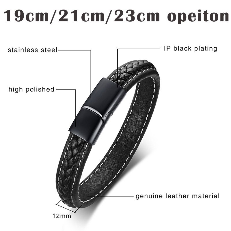 Bracelet-en-cuir-v-ritable-noir-pour-hommes-Logo-personnalis-avec-nom-grav
