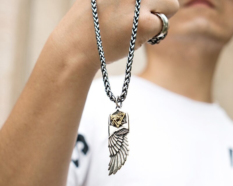 Collier-avec-plumes-d-horus-en-acier-inoxydable-avec-pendentif-en-cuivre-pour-hommes