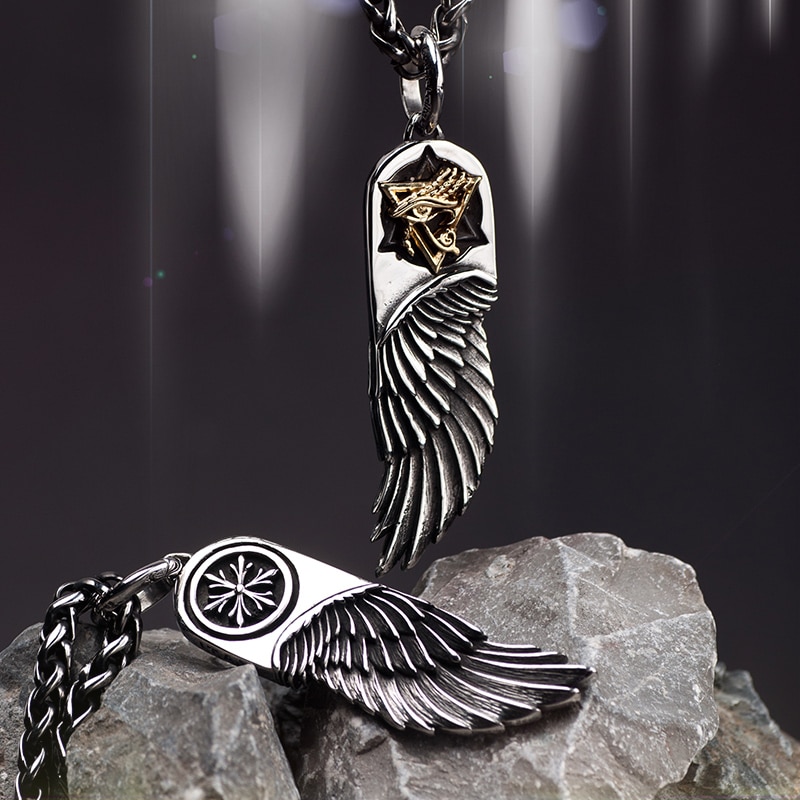 Collier-avec-plumes-d-horus-en-acier-inoxydable-avec-pendentif-en-cuivre-pour-hommes