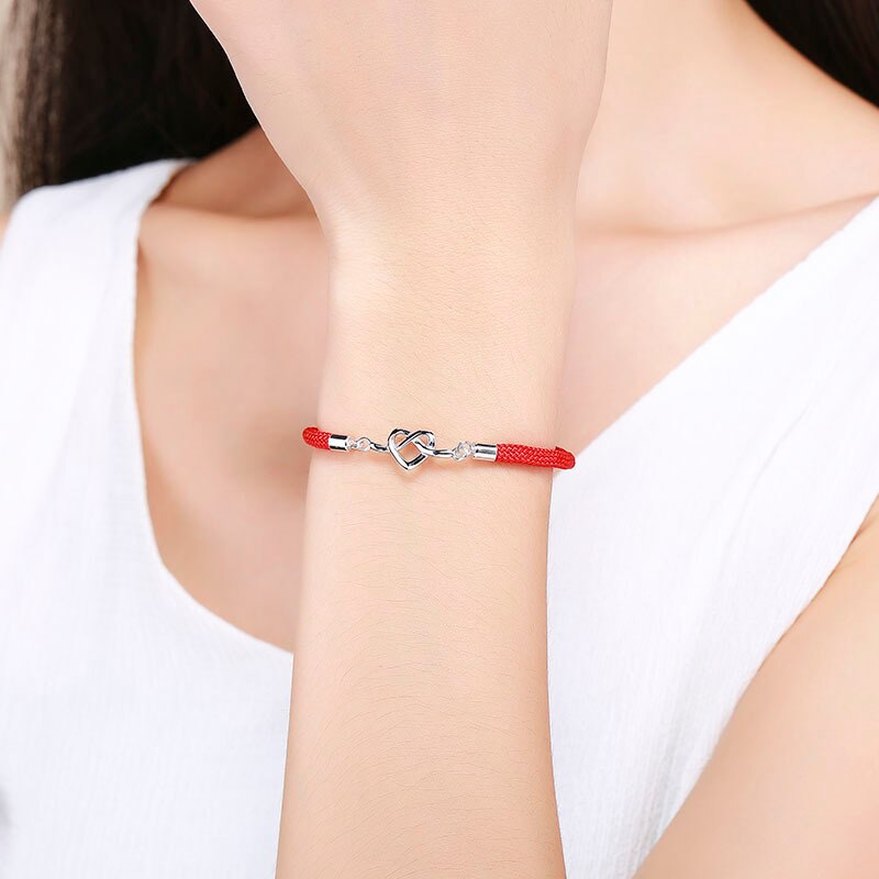 Bracelet-en-argent-Sterling-925-pour-filles-n-ud-de-c-ur-infini-rouge-Accessoires-Bracelets