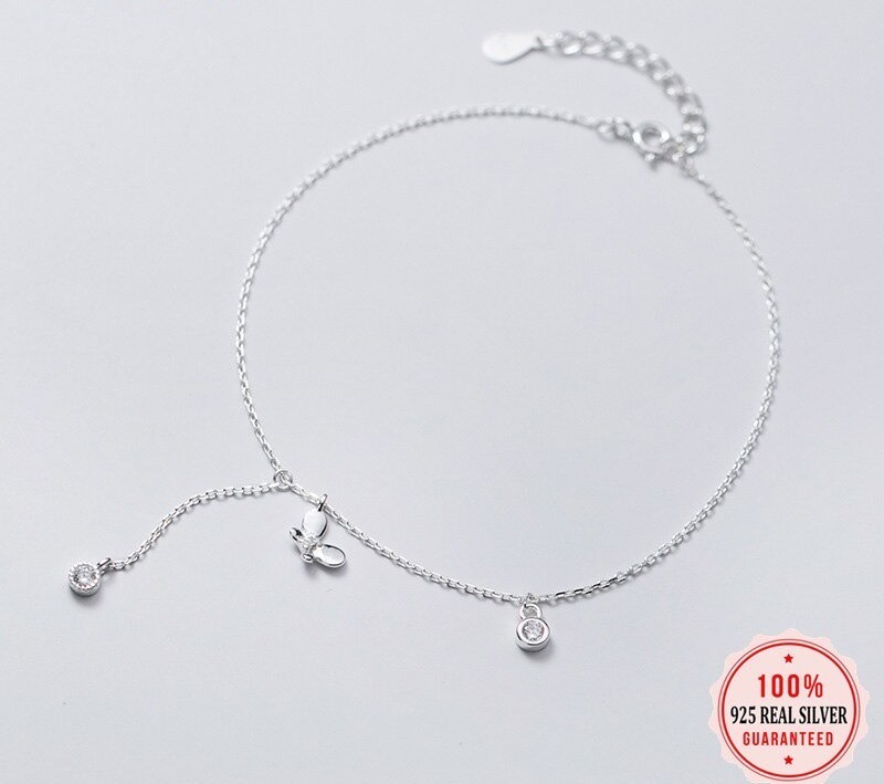 TrustDavis-bracelets-de-cheville-en-argent-Sterling-925-v-ritable-pour-femme-bijoux-brillants-avec-pompon