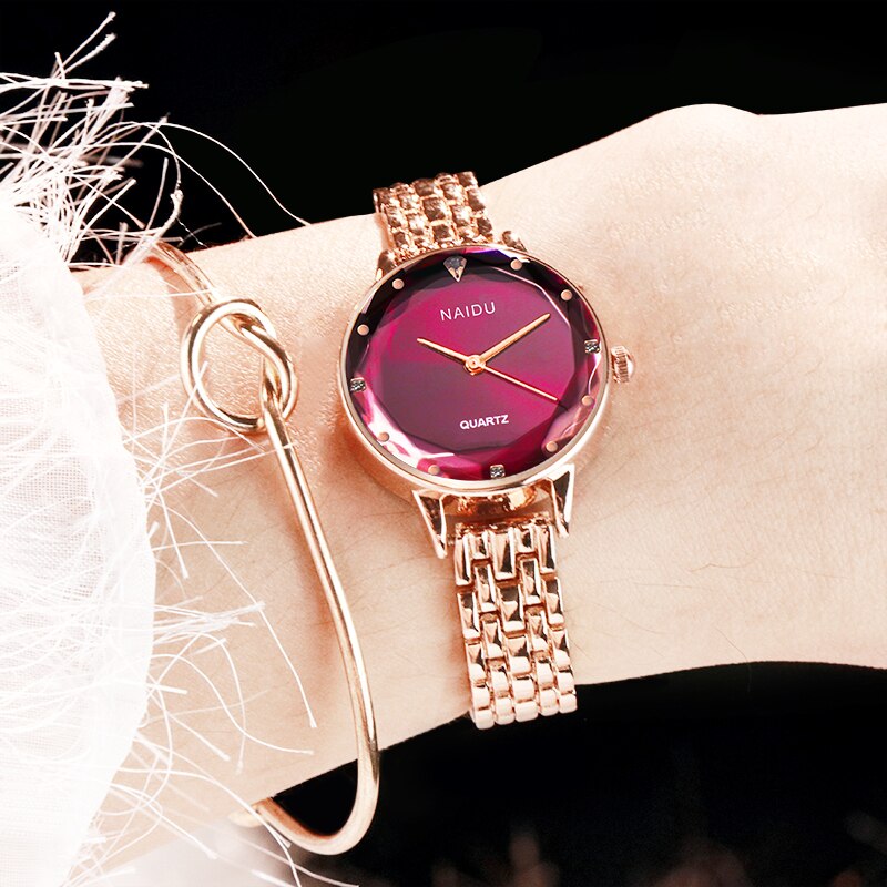 NAIDU-montre-Bracelet-quartz-pour-femmes-couleur-or-Rose-nouvelle-collection