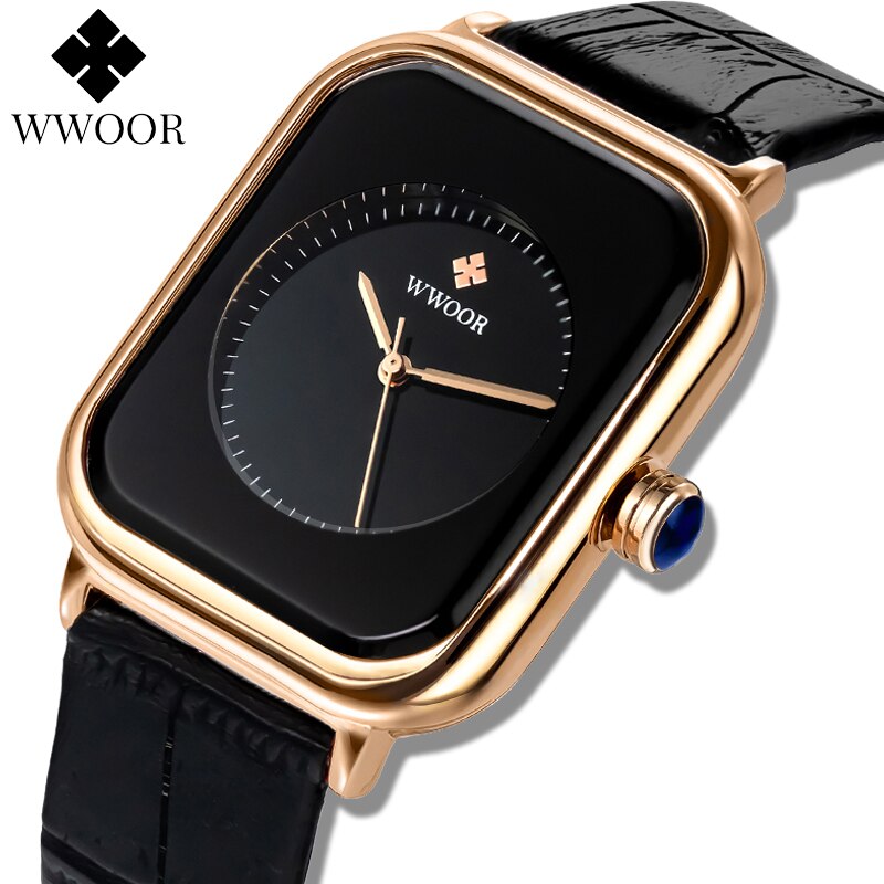 WWOOR-Montre-bracelet-carr-e-en-cuir-noir-pour-femmes-marque-de-luxe-Quartz-la-mode