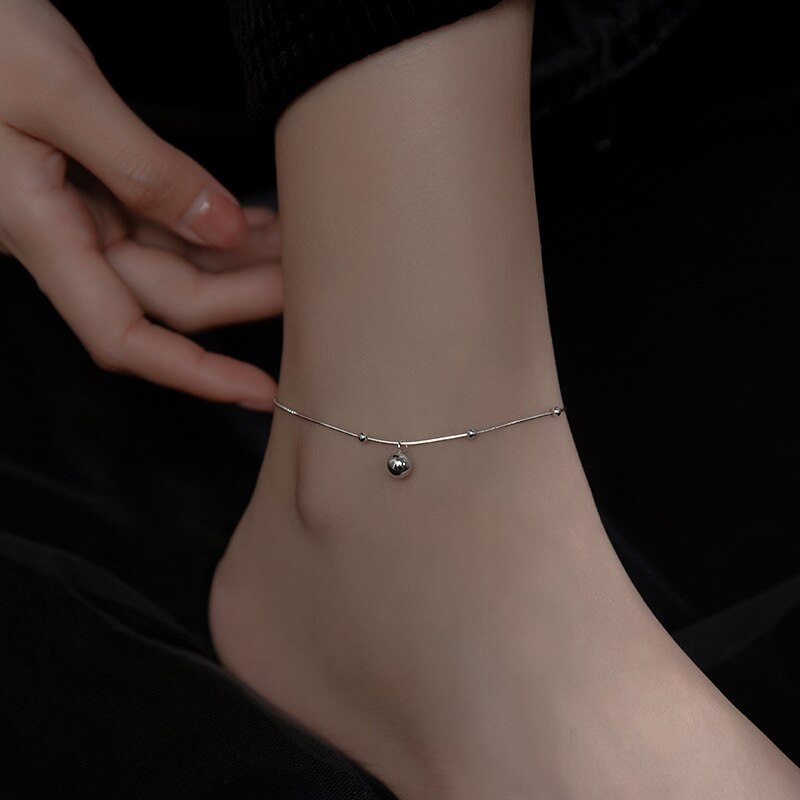 WANTME-bracelet-de-cheville-en-argent-Sterling-925-perles-brillantes-minimalistes-en-os-de-serpent-cloche