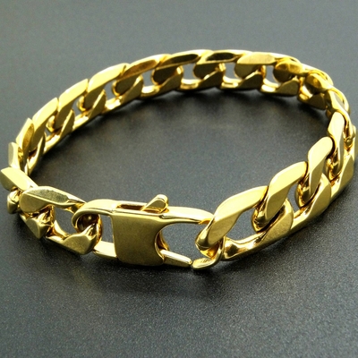 Bracelet en acier inoxydable 6/8/12mm, 8 pouces, chaîne dorée, pour homme.