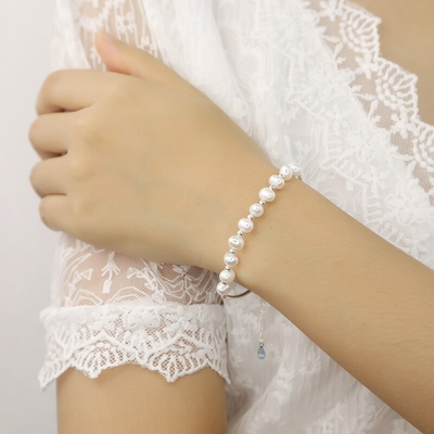 Vente flash – Bracelet femme en argent 925/1000, avec perles d'eau douce, bijoux raffiné.
