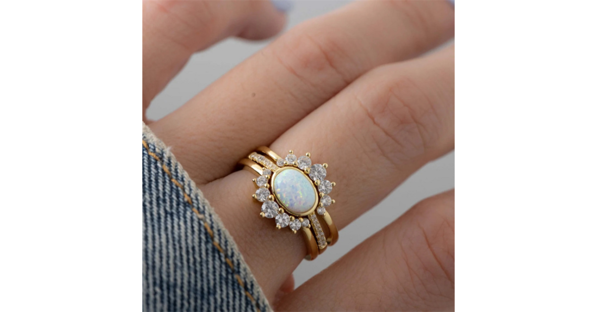 Ensemble De 3 Bagues Empilables 14K Plaqué Or Avec Zirconia Cubique - Bagues Déclaration Pour Femmes | Cadeau Élégant