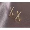 Boucles-d-oreilles-en-m-tal-Zircon-croix-X-couleur-or-pour-femme-accessoires-l-gants