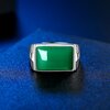 HuiSept-bague-Vintage-en-argent-925-pour-hommes-anneau-ouvert-en-pierre-pr-cieuse-meraude-en