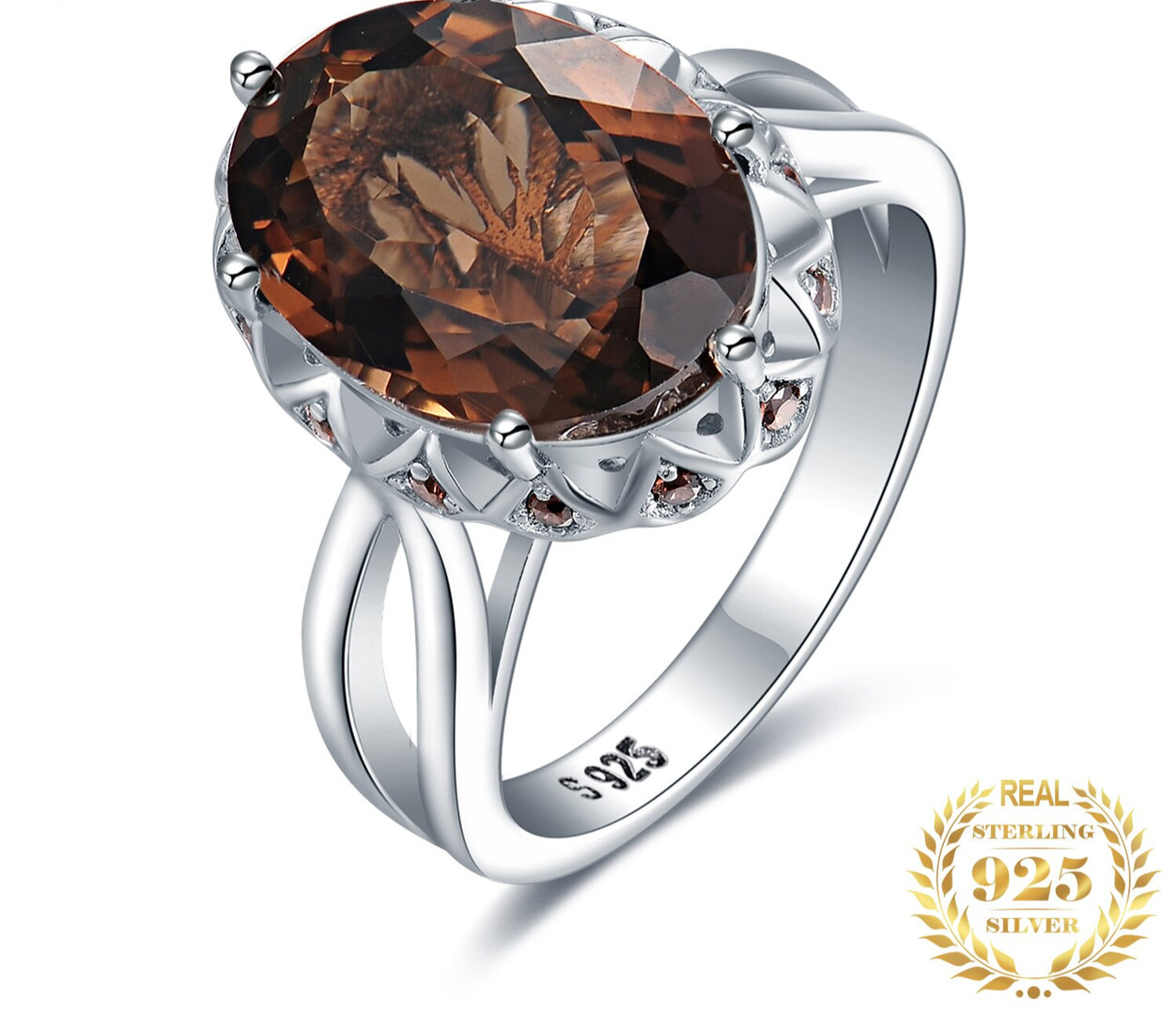 Bague Chat Ajustable Argent 925 Avec Quartz Rose - Pierre Labradorite - Neuf étiqueté