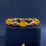 Bracelet-exquis-pour-femmes-accessoires-de-f-te-de-mariage-calc-doine-jaune-naturel-incrustation-de