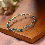 Bracelet-en-pierre-naturelle-bleue-de-Tanzanite-perle-facett-e-or-14K-pour-femmes-ouverture-Vintage
