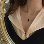 Collier-en-or-14K-pour-femmes-cha-ne-g-om-trique-pendentif-en-Onyx-noir-Vintage
