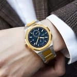 Montre-Quartz-octogonale-pour-hommes-chronographe-marque-de-luxe-en-acier-inoxydable-dor-tanche-3ATM