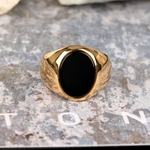 Bague-plaqu-e-or-Onyx-noir-naturel-pour-femmes-et-hommes-anneau-gothique-fait-la-main