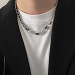 Collier-cha-ne-en-acier-pour-homme-et-femme-bijoux-noir-et-blanc-cristal-de-contraste