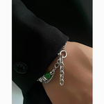 Bracelet-en-acier-inoxydable-pour-hommes-opale-verte-il-de-chat-Double-cha-ne-en-pierre