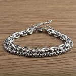 Bracelets-en-acier-inoxydable-pour-hommes-breloque-personnalis-e-panier-de-fleurs-cha-ne-Double-couche