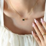 Collier-pendentif-carr-vintage-en-acier-inoxydable-plaqu-or-18-carats-pierre-Bling-cubique-verte-cadeau