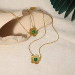 WILD-FREE-18K-plaqu-or-luxe-yupe-collier-femmes-Vintage-fleur-pierre-verte-imperm-able-bijoux