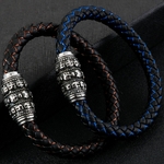 Bracelet-Punk-en-acier-inoxydable-pour-hommes-t-te-de-mort-en-cuir-v-ritable-tress