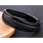 ZG-bracelet-en-cuir-tress-pour-hommes-nouveau-Punk-noir-r-glable-en-acier-inoxydable-boucle