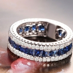 Bague-ronde-en-argent-Sterling-925-avec-spinelle-bleue-en-Zircon-transparent-bijoux-fins-Vintage-pour