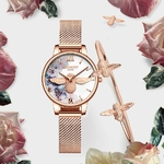 Montre-Bracelet-Quartz-pour-femmes-1-ensemble-tendance-petit-abeille-cadran-acier-inoxydable-tanche-maille-cadeaux