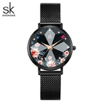 Shengke-montre-pour-femmes-nouveau-romantique-cadran-de-coupe-de-fleurs-maille-noire-haute-qualit-cadeau