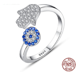 TONGZHE-bague-oeil-mal-fique-en-argent-Sterling-925-anneau-ouvert-oeil-bleu-main-de-fatma