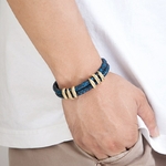 Bracelet-en-acier-inoxydable-pour-hommes-Vintage-cuir-bleu-or-griffe-de-Dragon-Punk-bijoux-faits