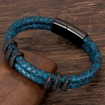 Bracelet-en-acier-inoxydable-pour-hommes-Vintage-cuir-bleu-or-griffe-de-Dragon-Punk-bijoux-faits