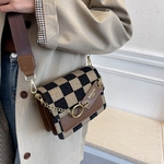 Sac-main-rabat-en-tissu-damier-pour-femmes-Mini-sac-bandouli-re-Simple-Design-de-marque