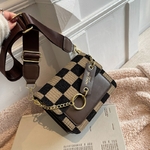 Sac-main-rabat-en-tissu-damier-pour-femmes-Mini-sac-bandouli-re-Simple-Design-de-marque