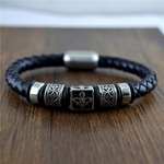 Bracelet-en-cuir-tress-noir-pour-hommes-fermoir-magn-tique-en-acier-inoxydable-de-haute-qualit