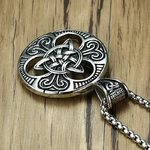 Collier-r-tro-de-style-Punk-Irlandais-Celtique-triquetra-de-l-amour-pendentif-rond-en-acier