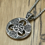 Collier-r-tro-de-style-Punk-Irlandais-Celtique-triquetra-de-l-amour-pendentif-rond-en-acier