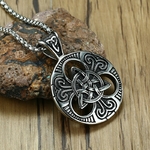 Collier-r-tro-de-style-Punk-Irlandais-Celtique-triquetra-de-l-amour-pendentif-rond-en-acier