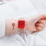WWOOR-montre-Quartz-pour-femmes-mouvement-japonais-Bracelet-en-maille-or-Rose-rouge-pour-dames