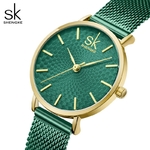 SK-montre-bracelet-Super-fine-en-maille-argent-e-pour-femmes-en-acier-inoxydable-marque-de