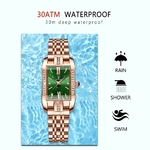 POEDAGAR-montre-de-luxe-pour-femmes-cadran-vert-diamant-Quartz-carr-acier-inoxydable-tanche-cadeau-pour