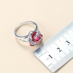 Parure-de-bijoux-pour-femmes-collier-et-boucles-d-oreilles-en-Zircon-rouge-Rose-marque-925