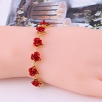 Bracelet-maillons-couleur-or-Rose-22cm-Bracelet-romantique-avec-mail-rouge-bijoux-Rose-cadeau-de-saint