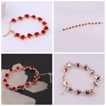 Bracelet-maillons-couleur-or-Rose-22cm-Bracelet-romantique-avec-mail-rouge-bijoux-Rose-cadeau-de-saint