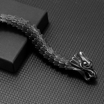 Cha-ne-boucle-de-Dragon-pour-hommes-Bracelet-noir-Punk-en-acier-inoxydable-bijoux-accessoires-Rock