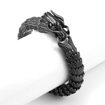 Cha-ne-boucle-de-Dragon-pour-hommes-Bracelet-noir-Punk-en-acier-inoxydable-bijoux-accessoires-Rock