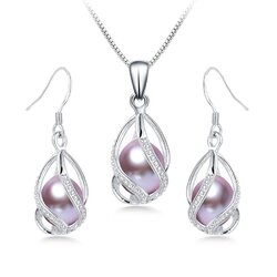 Parure De Bijoux 'Goutte D'eau' 4 Pièces Argentée - Pendentif, Boucles D'oreilles, Bague, Bracelet, Neuf Sans Emballage