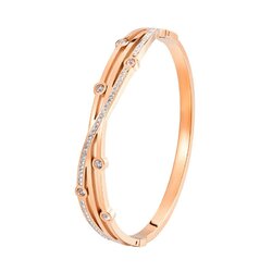 Bracelet Ouvert Strass Cristal Sur Acier Inoxydable - Bijou Femme Argenté Ou Doré, Neuf Avec étiquettes
